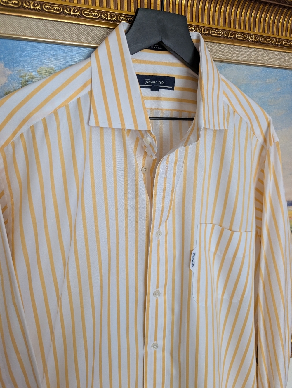 Faconnable White and Yellow Riviera Shirt